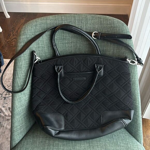 VERA BRADLEY DAY OFF SATCHEL SHOULDER BAG CLASSIC BLACK SIGNATURE RETIRED NWOT - Picture 2 of 12